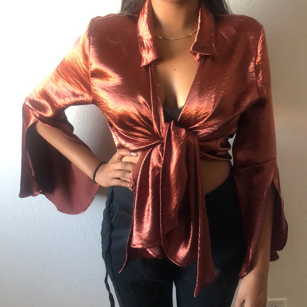 Rust orange blouse